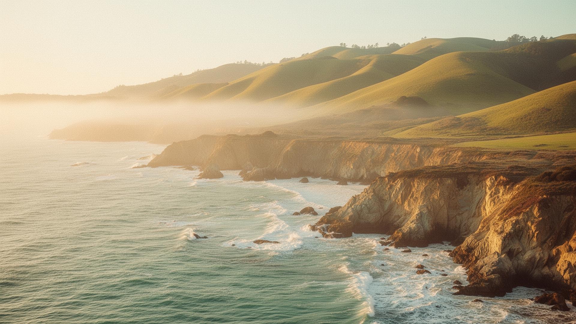 Northern California Pacific coastline at golden hour